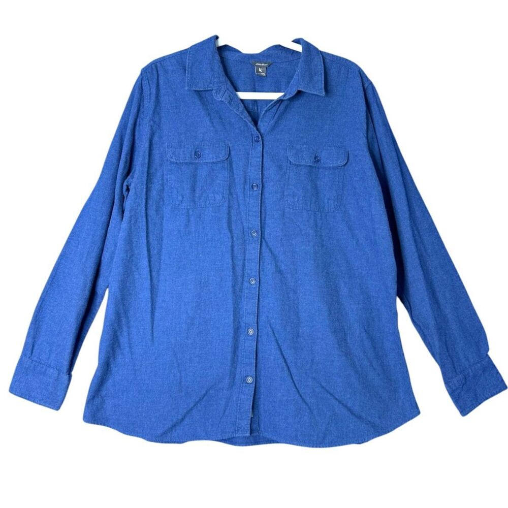 Eddie Bauer Womens Blue Long Sleeve Shirt‎ Sz T2XL Soft Outdoor Utility Casual